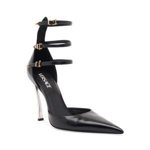 Versace Pin Point Leather Ankle Strap Pumps size 39.5